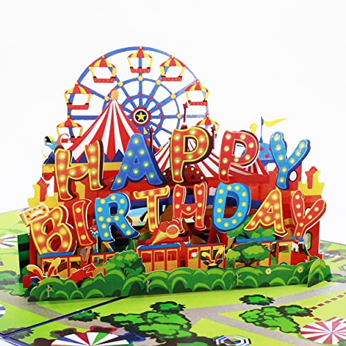 Driveloop® Geburtstagskarte 3D Pop Up mit Karnevals Grußkarte – dicke, hochwertige Geburtstagskarten mit hervorgehobenen Farben für Frau, Mann, Freundin, Kinder und Unisex von d Driveloop
