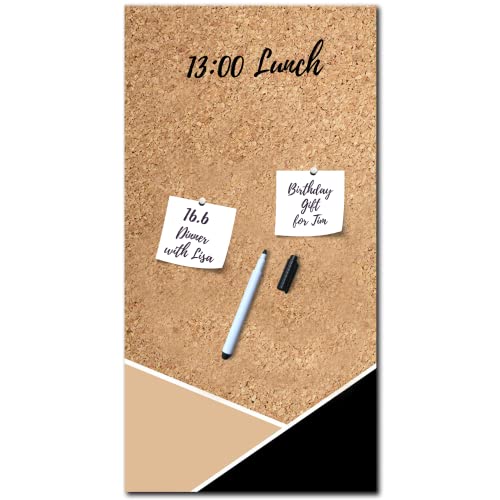 daazoo Glas Magnettafel Cork 30 x 60 cm (KORK OPTIK) – Die ideale Magnetwand, die Ihre Notizen und Schnappschüsse perfekt in Szene setzt - Der funktionale Eyecatcher für Küche, Flur oder Büro von daazoo