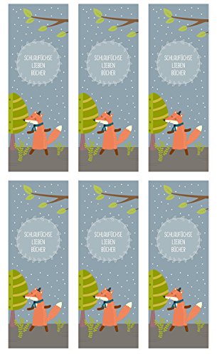 6er Set Fuchs-Lesezeichen für Kinder (Mädchen oder Jungen, Waldtiere-Kindergeburtstag-Mitgebsel) von dabelino