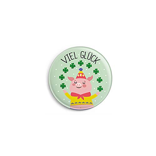 Glücksbringer Geschenk: Button"Viel Glück" mit Karte für Kinder und Erwachsene (Kleinigkeit, Geschenkidee zur Einschulung) von dabelino