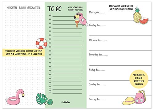 Wochenplaner DIN A4, 52 Blatt: Flamingo/Urlaub/Tropisch (To Do Liste, Terminplaner, Kalender, Schreibtischunterlage, witzig, lustig) von dabelino