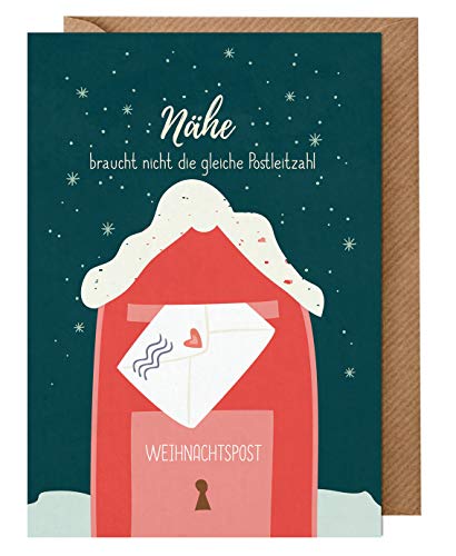 dabelino 1 Karte Weihnachten mit Umschlag (einzeln): Weihnachtskarte/Nähe/Weihnachtspost | Recyclingpapier von dabelino