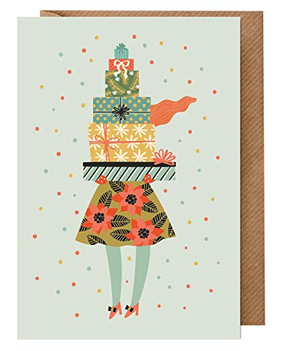 dabelino 1x Weihnachtskarte Frau mit roten Haaren (für beste Freundin, Ehefrau, Schwester, Mutter, Karte Weihnachten einzeln mit Umschlag, nachhaltig) von dabelino