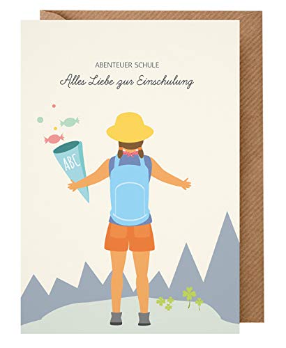 dabelino Karte zur Einschulung (Mädchen): Abenteuer Schule - Alles Liebe zur Einschulung (Recyclingpapier) von dabelino