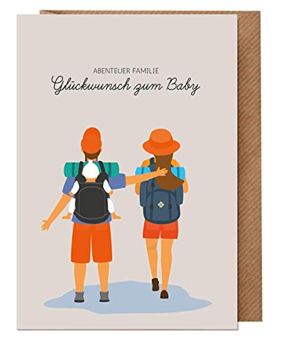 dabelino Karte zur Geburt (Junge/Mädchen, neutral), Glückwunschkarte zum Baby | Recycling-Papier, modern, Grußkarte mit Umschlag von dabelino