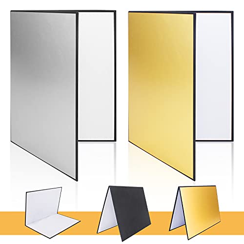 2 Pcs A4 Licht Reflektor Tragbarer 3 in 1 Lichtreflektor Licht Reflektor Foto zusammenklappbarer Lichtreflektor Karton Licht Reflektor für Produktfotografie Videoaufnahmen Beleuchtung von dafuhao