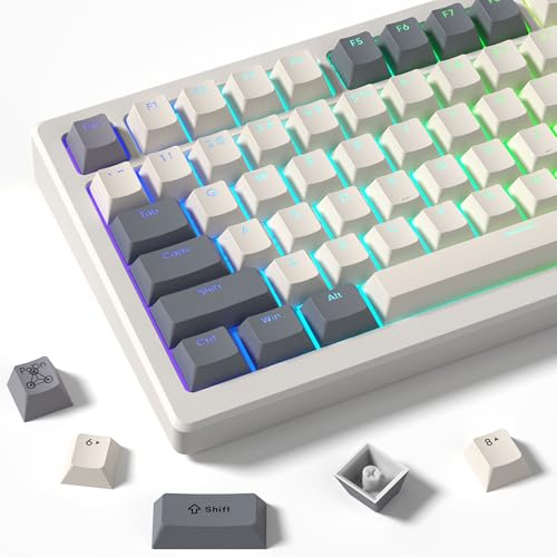 dagaladoo PBT-Tastenkappen im Retro-Stil, 127 Tasten, Farbstoff-Sumlimation, glänzendes Tastenkappen-Set, Cherry Profil, benutzerdefinierte Tastatur-Tastenkappen für 60/65/75/TKL/96/100% US-Layout von dagaladoo