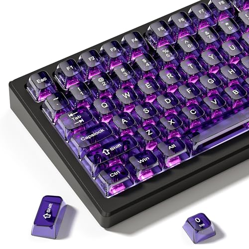 dagaladoo Violette klare Tastenkappen, transparente Tastenkappen, 60, 75, 100 %, Gelee-Tastenkappen-Set, glänzende Tastenkappen, MDA-Profil-Tastenkappe für MX-Schalter, mechanische Tastatur (115 dagaladoo Violette klare Tastenkappen, transparente Tastenkappen, 60, 75, 100 %, Gelee-Tastenkappen-Set, glänzende Tastenkappen, MDA-Profil-Tastenkappe für MX-Schalter, mechanische Tastatur (115 von dagaladoo