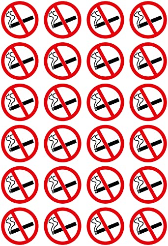 Daged 24 Stück Rauchen Verboten Aufkleber 40mm Vinyl Selbstklebende Karte Sticker TK 08 von daged