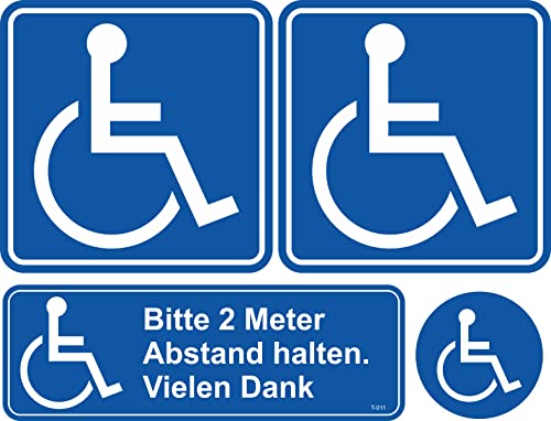 Daged 4x Rollstuhl Bitte 2 Meter Abstand Halten Aufkleber Vinyl Sicherheitsaufkleber Selbstklebende Karte Sticker TK- 048 von daged