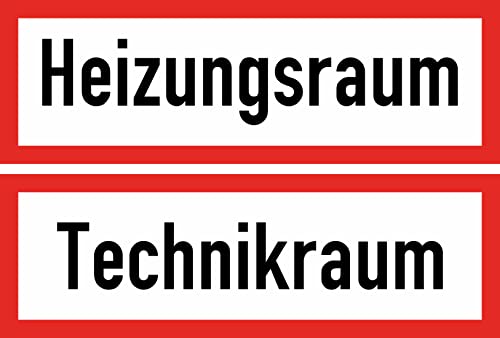 Heizungsraum - Technikraum 2 x Aufkleber -22 x 7 cm - Sicherheitsschild Vinyl Selbstklebende Karte Sticker TK-066 von daged