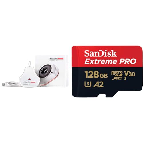 datacolor SpyderX Pro: Monitorkalibrierung für eine genaue Farbwiedergabe & SanDisk Extreme PRO microSDXC UHS-I Speicherkarte 128 GB + Adapter & RescuePRO Deluxe von datacolor