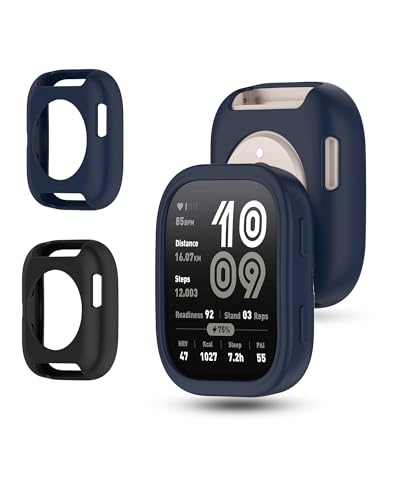 2 Packung, Gehäuse für Amazfit Bip6 / Bip 6 Uhr,Silikon Schutzabdeckung,daunke Kratzfest,Schlagfest,Robust und Langlebig,Weich und Bequem,Schwarz & Blau von daunke