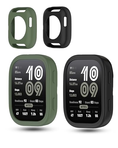 2 Packung, Gehäuse für Amazfit Bip6 / Bip 6 Uhr,Silikon Schutzabdeckung,daunke Kratzfest,Schlagfest,Robust und Langlebig,Weich und Bequem,Schwarz & Grün von daunke