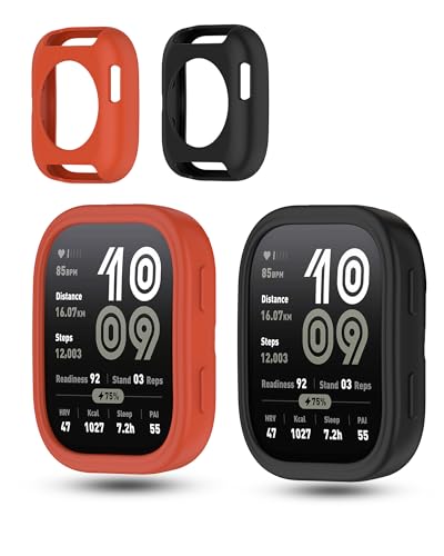 2 Packung, Gehäuse für Amazfit Bip6 / Bip 6 Uhr,Silikon Schutzabdeckung,daunke Kratzfest,Schlagfest,Robust und Langlebig,Weich und Bequem,Schwarz & Rot von daunke