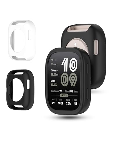 2 Packung, Gehäuse für Amazfit Bip6 / Bip 6 Uhr,Silikon Schutzabdeckung,daunke Kratzfest,Schlagfest,Robust und Langlebig,Weich und Bequem,Schwarz & Weiß von daunke