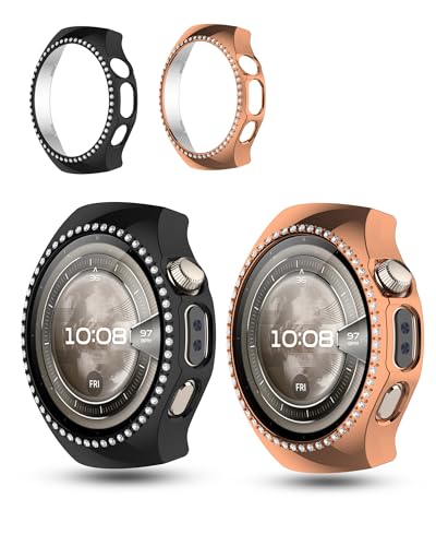 2 Packung, Gehäuse für Huawei Watch 5 46mm, daunke Ultra Slim Full Coverage Hard PC Protective Cover, stoßdicht, Kratzfest, robust und langlebig, schwarz + golden von daunke