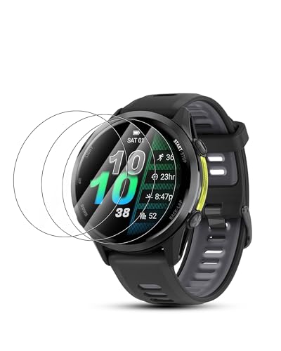 daunke 3 Packung Bildschirmschutz für Garmin Forerunner 570 42mm Smart Watch, klare flexible TPU-Film, volle Abdeckung, Kratzschutz, keine Blase, einfache Installation von daunke