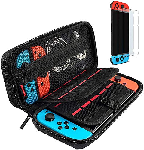 daydayup Tasche für Nintendo Switch - Harte Tragetasche Hülle Case mit Nintendo Switch Schutzfolie, Schutzhülle mit Aufbewahrung für 20 Spiele, Konsole & Zubehör - Schwarz von daydayup