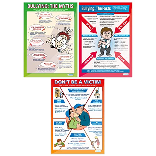 Daydream Education PSE-Poster „Bullying Posters“ (englische Version), Glanzpapier, 850 x 594 mm (A1), PSE-Klassenzimmer-Poster, Bildungstabellen, 3er-Set von daydream