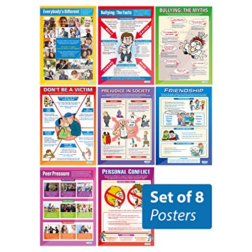 Daydream Education PSE-Poster „Social Education Posters“ (englische Version), 8 Stück, Glanzpapier, 850 x 594 mm (A1), PSE-Klassenzimmer-Poster, Bildungstabellen von daydream