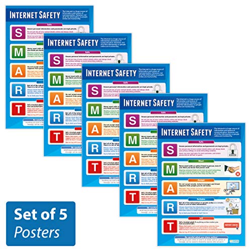 Internet Sicherheit Poster – 5 Stück | Online Safety School Poster | laminiertes Glanzpapier 850 mm x 594 mm (A1) | Internet Sicherheit Klassenzimmer Poster | Bildung Diagramme von Daydream Education von daydream