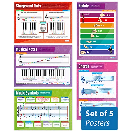 Musik-Theory-Poster – Set von 5 | Musik-Poster | laminiertes Hochglanzpapier mit den Maßen 850 mm x 594 mm (A1) | Musik-Charts für das Klassenzimmer | Bildungstabellen von Daydream Education von daydream
