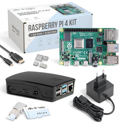 Raspberry Pi 4 2GB Starter-Kit | 64GB Edition | Offizielles Netzteil 15W | Offizielles Gehäuse Schwarz | 4k Micro HDMI Kabel | Kühlkörper Set Raspberry Pi 4 2GB Starter-Kit | 64GB Edition | Offizielles Netzteil 15W | Offizielles Gehäuse Schwarz | 4k Micro HDMI Kabel | Kühlkörper Set von db-tronic