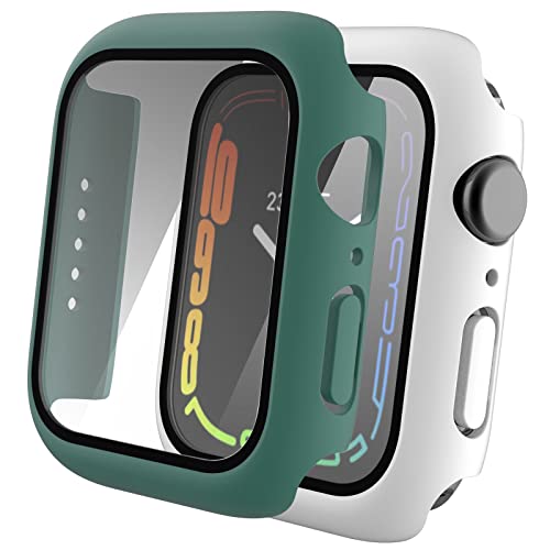 2er-Pack Matte Hüllen für Apple Watch Serie 8 & Serie 7, Displayschutzfolie, 41 mm, 45 mm, 2022, schützende Gesichtsabdeckung, Harter PC-Stoßfänger für iWatch 8 & 7 Bands Zubehör (41 mm, offizielles von db11