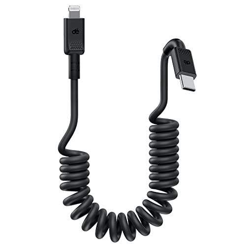 dé [Apple MFi Zertifiziert & CarPlay Kompatibel Spiralkabel, USB-C auf Lightning Kabel 0,9m, für iPhone 13 Pro Max/13 pro/13/12 Pro/11/Xs/XR/8/iPad/AirPods Pro - Schwarz von dé
