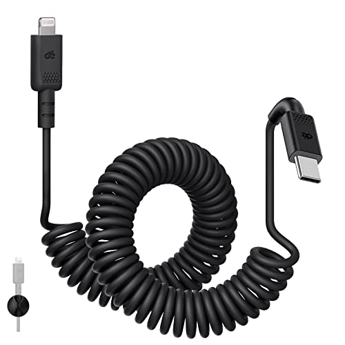 dé [Apple MFi Zertifiziert & CarPlay Kompatibel USB-C auf Lightning-Kabel(USB-C, nicht USB), USB-C Lightning Spiralkabel1.8m, für iPhone 13 Pro Max/13 pro/13/12/11/Xs/XR/8/iPad/AirPods Pro-Schwarz von dé