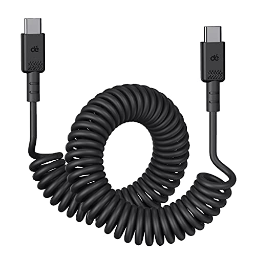 dé Spiralkabel, USB-C auf USB-C Kabel, 1,8 m, 60 W & Android Auto kompatibel, für Samsung S21/21/10, Note20/10, MacBook Air/Pro, iPad Pro, Switch, Google Pixel und andere Typ-C-Geräte von dé
