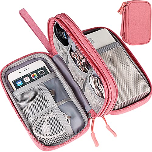 Elektronik-Zubehörtasche, Universal-Organizer für Elektronik-Zubehör, wasserdicht, tragbare Kabel-Organizer-Tasche, Reisetasche für Kabel, Ladegerät, Flash-Laufwerk, Handy, SD-Karte, Pink von dealcase