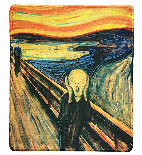 dealzEpic - Art Mousepad - Naturkautschuk Mauspad mit berühmtem Gemälde des Schreies von Edvard Munch - genähte Kanten - 24,1 x 20,1 cm von dealzEpic