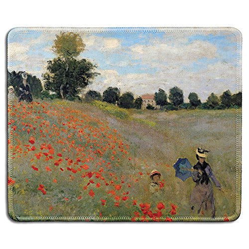 dealzEpic - Art Mousepad – Naturkautschuk-Mauspad mit berühmtem Kunstgemälde von Claude Monet – genähte Kanten – 24,1 x 20,1 cm von dealzEpic