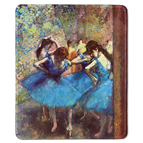 dealzEpic - Art Mousepad – Naturkautschuk-Mauspad mit berühmtem Kunstgemälde von Tänzern in Blau von Edgar Degas – genähte Kanten – 24,1 x 20,1 cm von dealzEpic