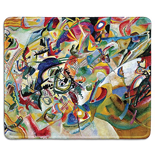 dealzEpic - Art Mousepad – Naturkautschuk-Mauspad mit berühmter abstrakter Kunstmalerei von Komposition VII (Komposition 7) von Wassily Kandinsky – genähte Kanten – 24,1 x 20,1 cm von dealzEpic