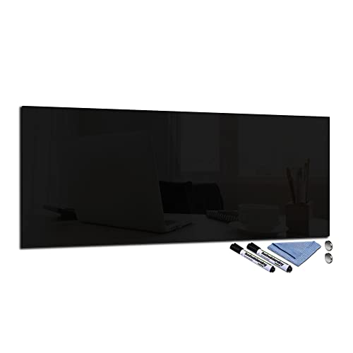 Glas-Magnettafel 30x80 Pinnwand Wand mit Zubehör Whiteboard Küche Deko Office Büro Schwarz von decorwelt