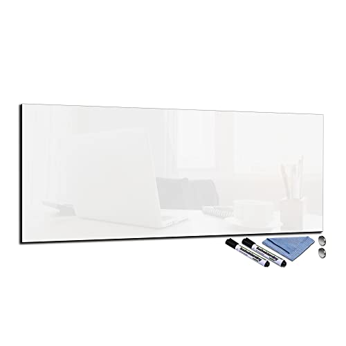 Glas-Magnettafel 30x80 Pinnwand Wand mit Zubehör Whiteboard Küche Deko Office Büro Weiß von decorwelt