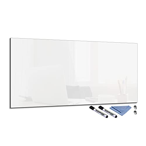 Glas-Magnettafel 50x100 Pinnwand Wand Zubehör Whiteboard Küche Deko Office Büro Weiß von decorwelt