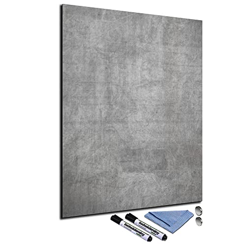 Glas-Magnettafel 60x80 Pinnwand Wand mit Zubehör Whiteboard Küche Textur Grau Büro Office von decorwelt