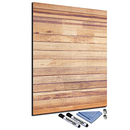 Glas-Magnettafel 60x80 Pinnwand mit Zubehör Whiteboard Küche Holz-Optik Braun Büro Office von decorwelt