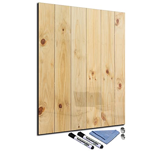 Glas-Magnettafel 60x80 Wand mit Zubehör Whiteboard Küche Deko Holz-Optik Beige Büro Office von decorwelt