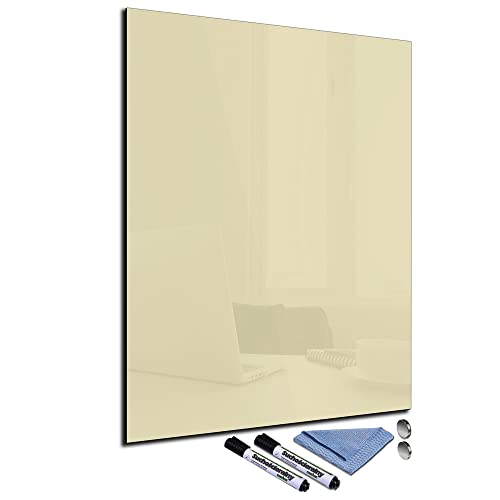 Glas-Magnettafel Beige 60x80 Pinnwand Wand mit Zubehör Whiteboard Küche Büro Office Deko von decorwelt