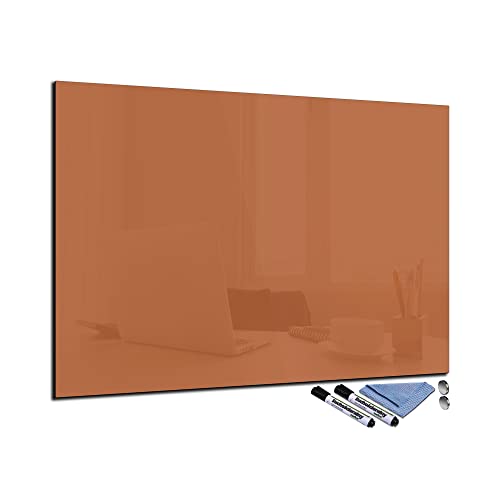 Glas-Magnettafel Braun 70x100 cm Whiteboard Wand Beschreibbar Magnetisch Pinnwand Küche Office Büro mit Zubehör Wochenplaner Abwischbar Deko Memoboard Tafel von decorwelt