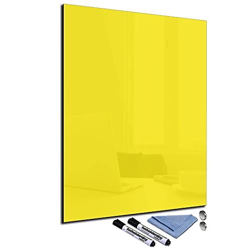 Glas-Magnettafel Gelb 60x80 Pinnwand Wand mit Zubehör Whiteboard Küche Office Büro Deko von decorwelt