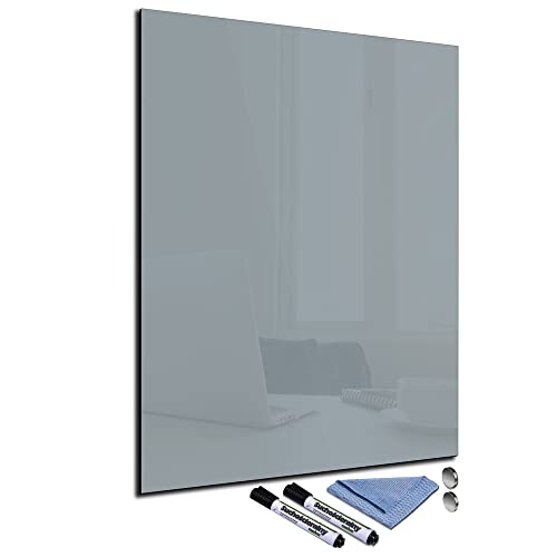 Glas-Magnettafel Grau 60x80 Pinnwand Wand mit Zubehör Whiteboard Küche Office Büro Deko von decorwelt