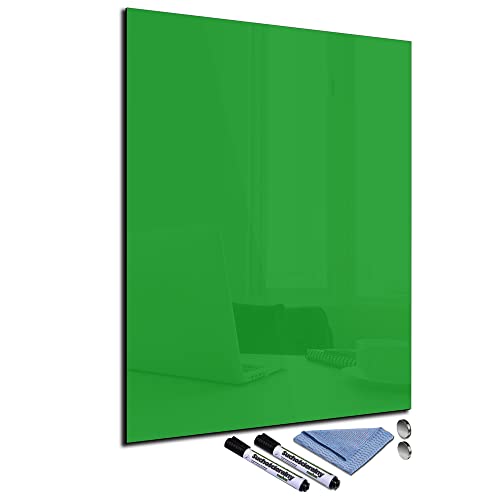 Glas-Magnettafel Grün 60x80 Pinnwand Wand mit Zubehör Whiteboard Küche Office Büro Deko von decorwelt