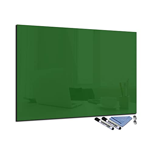 Glas-Magnettafel Grün 70x100 cm Whiteboard Wand Beschreibbar Magnetisch Pinnwand Küche Office Büro mit Zubehör Wochenplaner Abwischbar Deko Memoboard Tafel von decorwelt