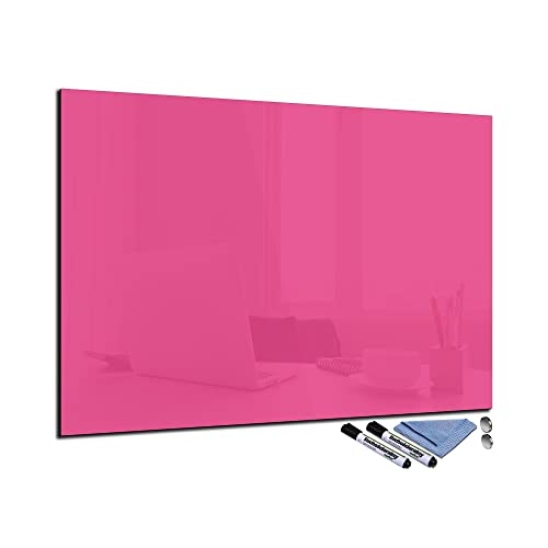 Glas-Magnettafel Pink 70x100 cm Whiteboard Wand Beschreibbar Magnetisch Pinnwand Küche Office Büro mit Zubehör Wochenplaner Abwischbar Deko Memoboard Tafel von decorwelt